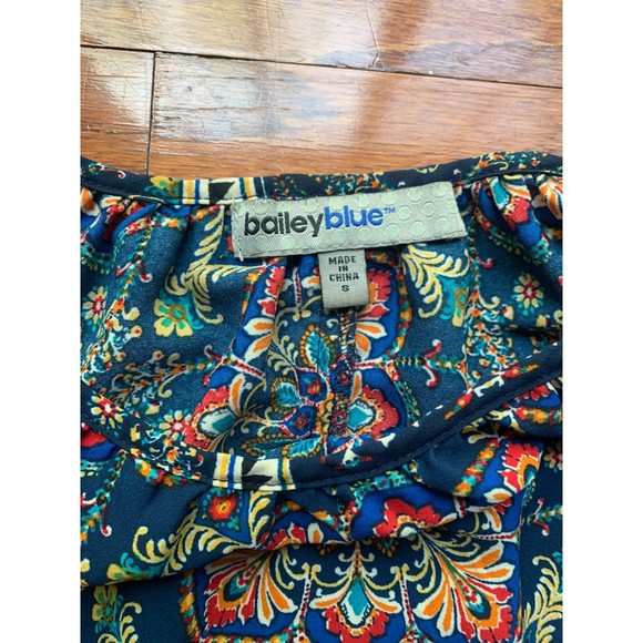 Bailey Blue Boho Cold Shoulder Balloon Sleeve Dress Size S - Picture 3 of 3